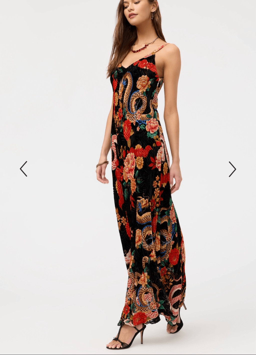 Johnny Was S silk Asian dragon maxi dress kanako Levi burnout velvet sleeveless