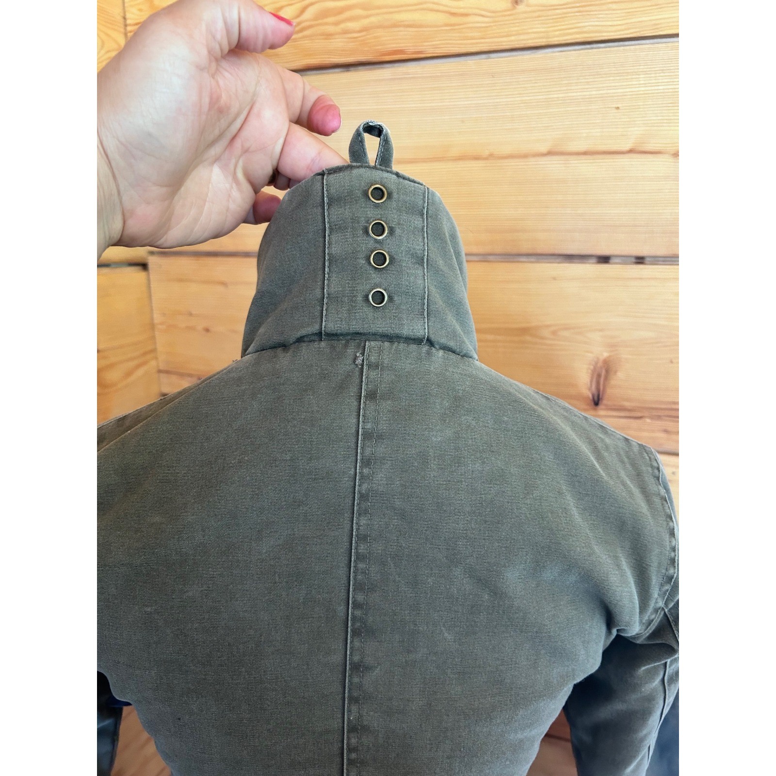 Vintage Tactical Trench Coat Womens Medium Green Buckle Utility Cargo Archive