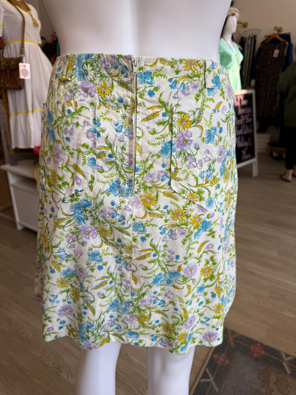 1960s Handmade Floral Mini Skirt