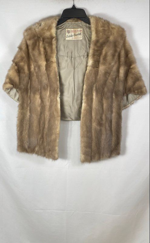 Vintage 60s Regal Furs Eddie Gevirtz Women&rsquo;s Blonde Natural Fur Cape Stole Shrug