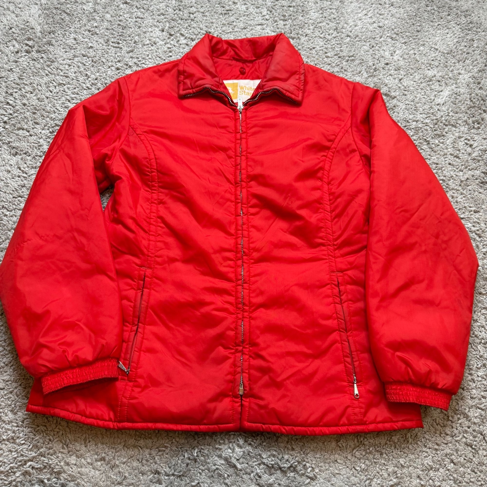 Vintage 70s 80s White Stag Red Nylon Retro Full Zip Jacket SM/Med?