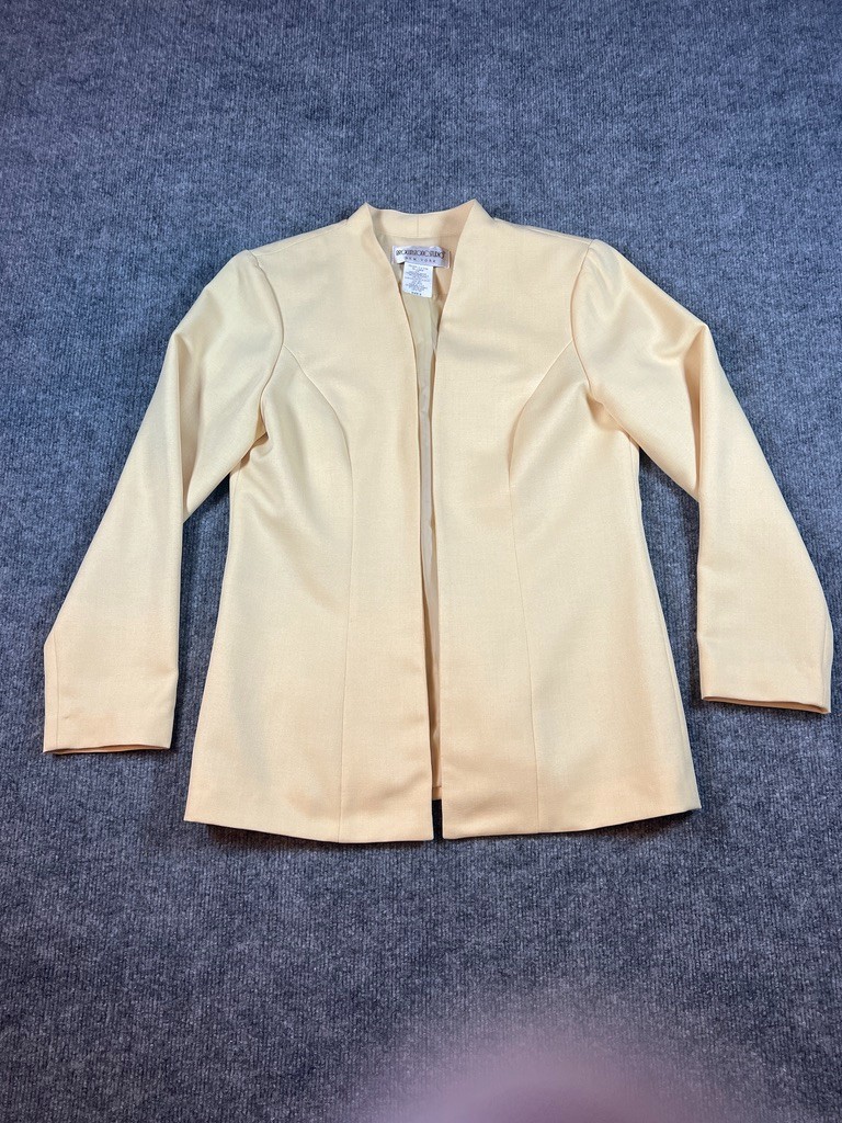 Vintage Brownstone Studio Pale Yellow Blazer Size 6 Minimalist Open Front USA