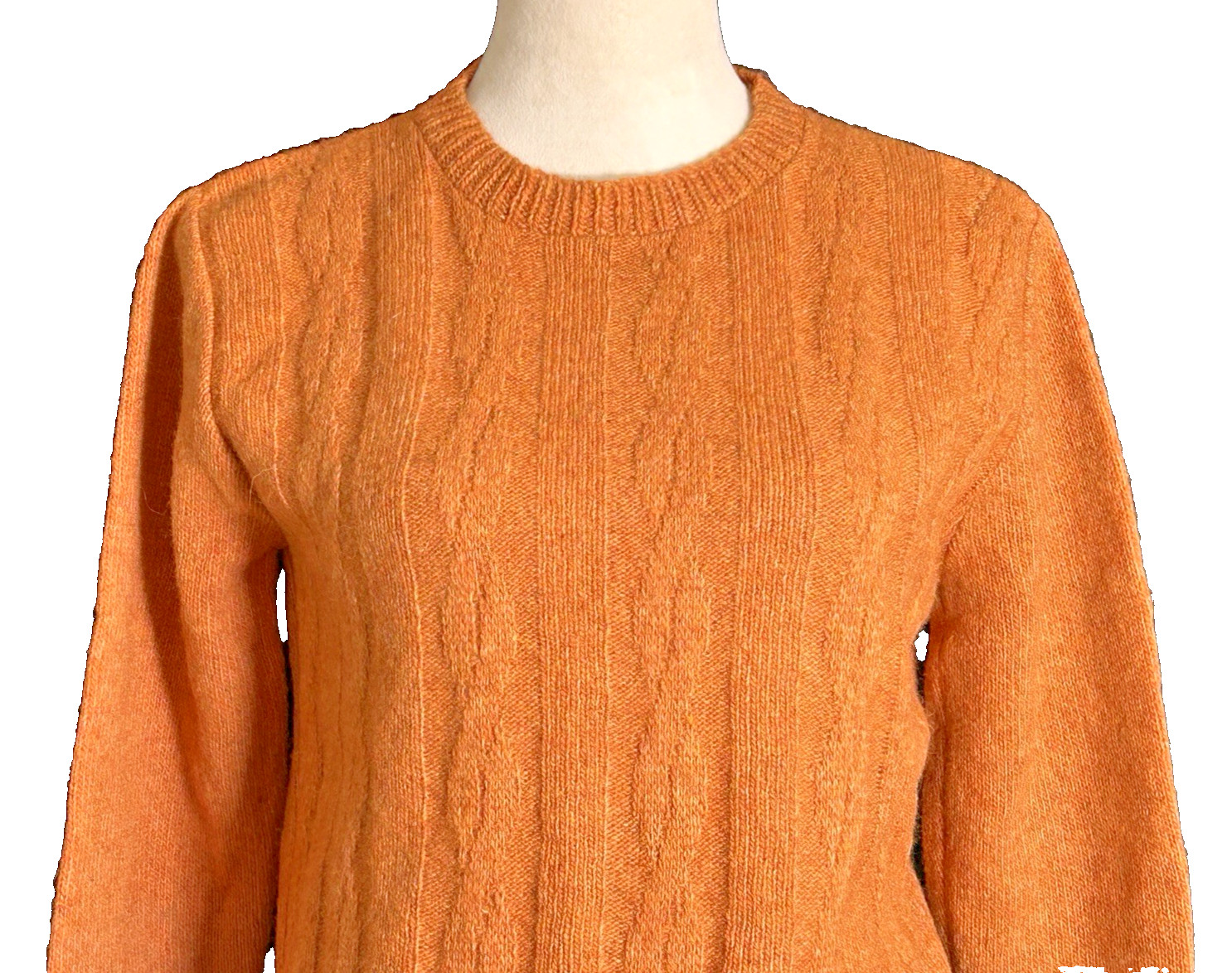 VTG 50s 60s Mod Sears JR Bazaar Wool Crewneck Sweater Burnt Orange Size 38