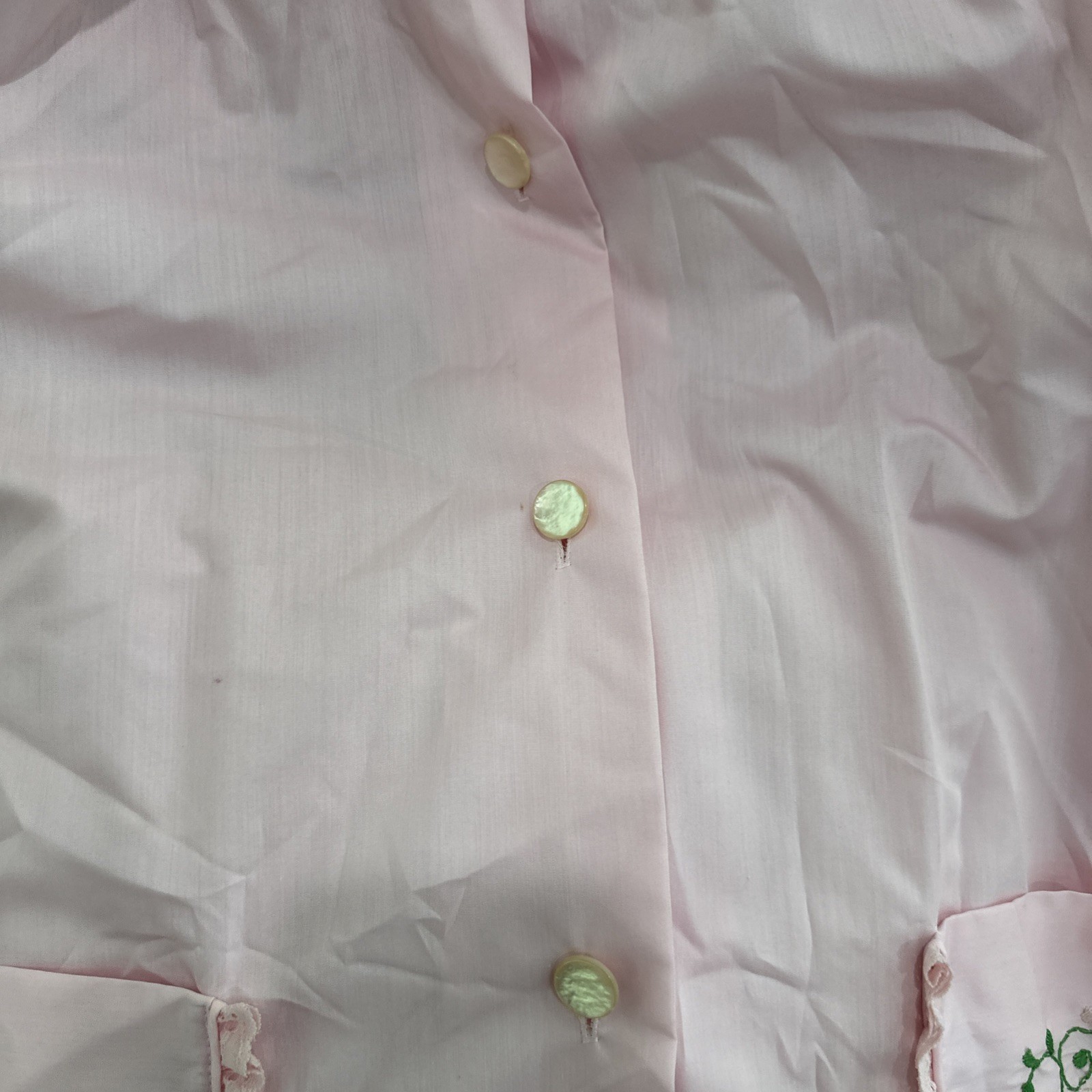 Sears The Comfort Coat Pink Embroidered House Dress Duster Robe Cottagecore Sz16
