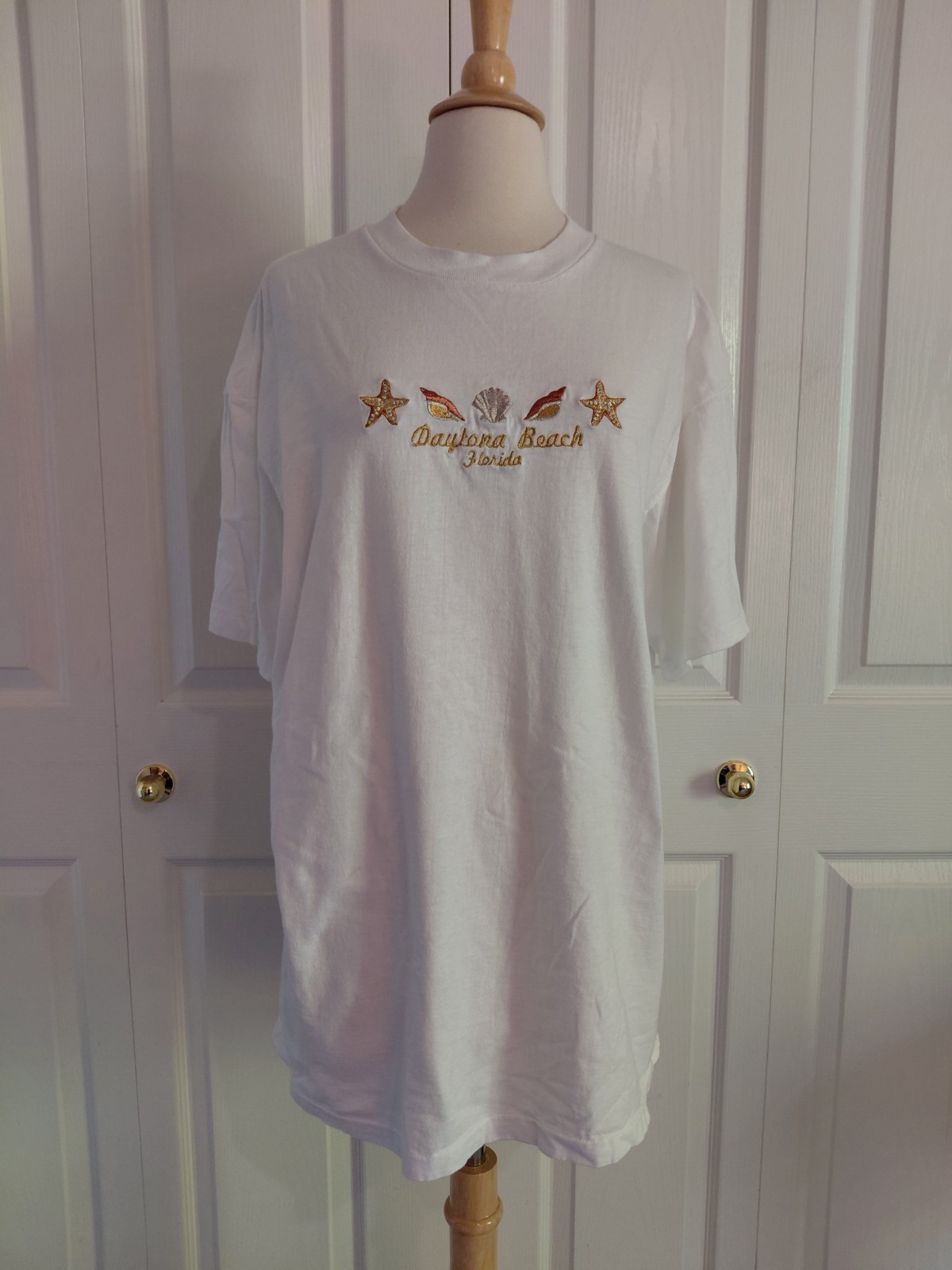 Vintage 1990s Womens Daytona Beach Florida Cotton White Power Pro Oneita Size XL
