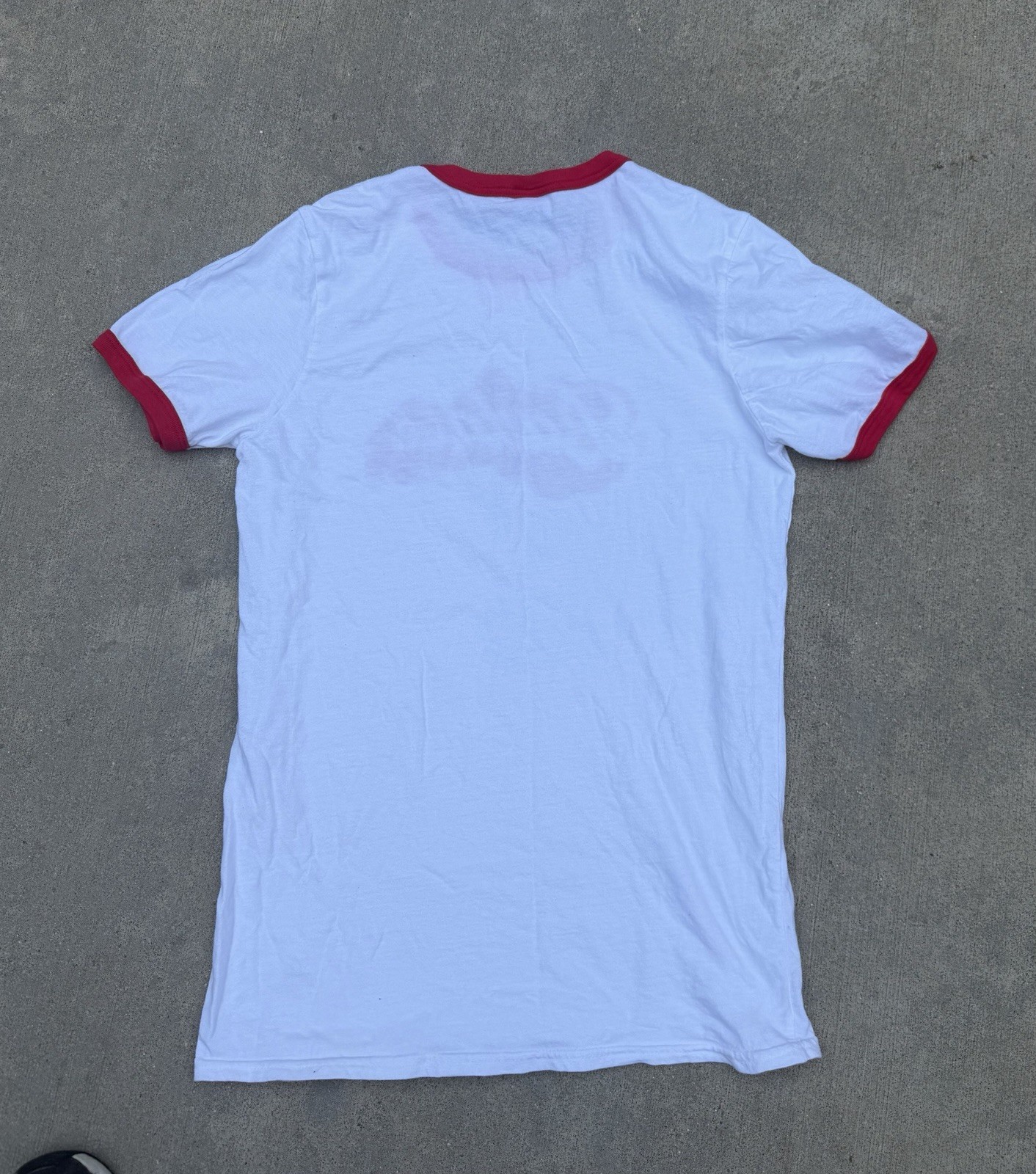Vintage Style White Red Ringer Tee Anvil Small Y2K Cotton Baby T Shirt