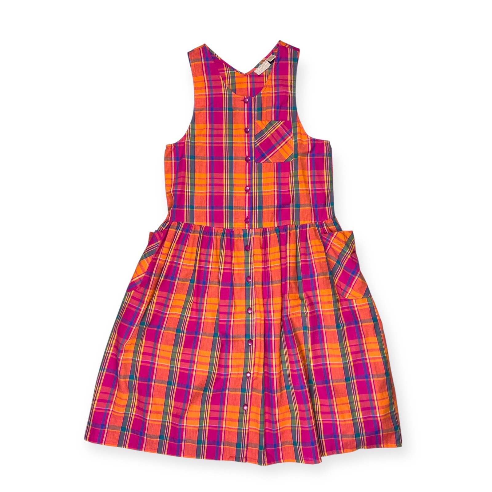 Ivy Club Classics VTG 90s Plaid Drop Waist Pinafore Midi Dress Preppy Teacher L