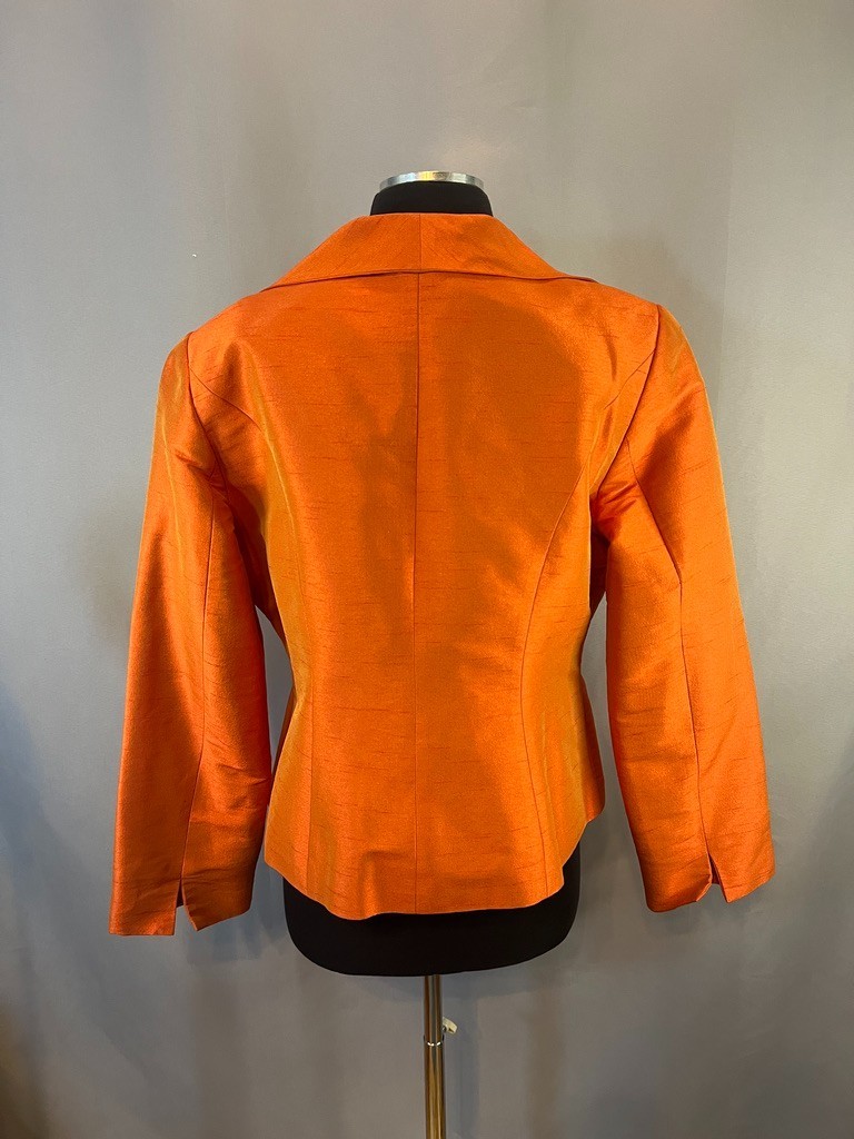 Elizeh New York Paris Orange Shantung Rhinestone Evening Jacket Womens 12