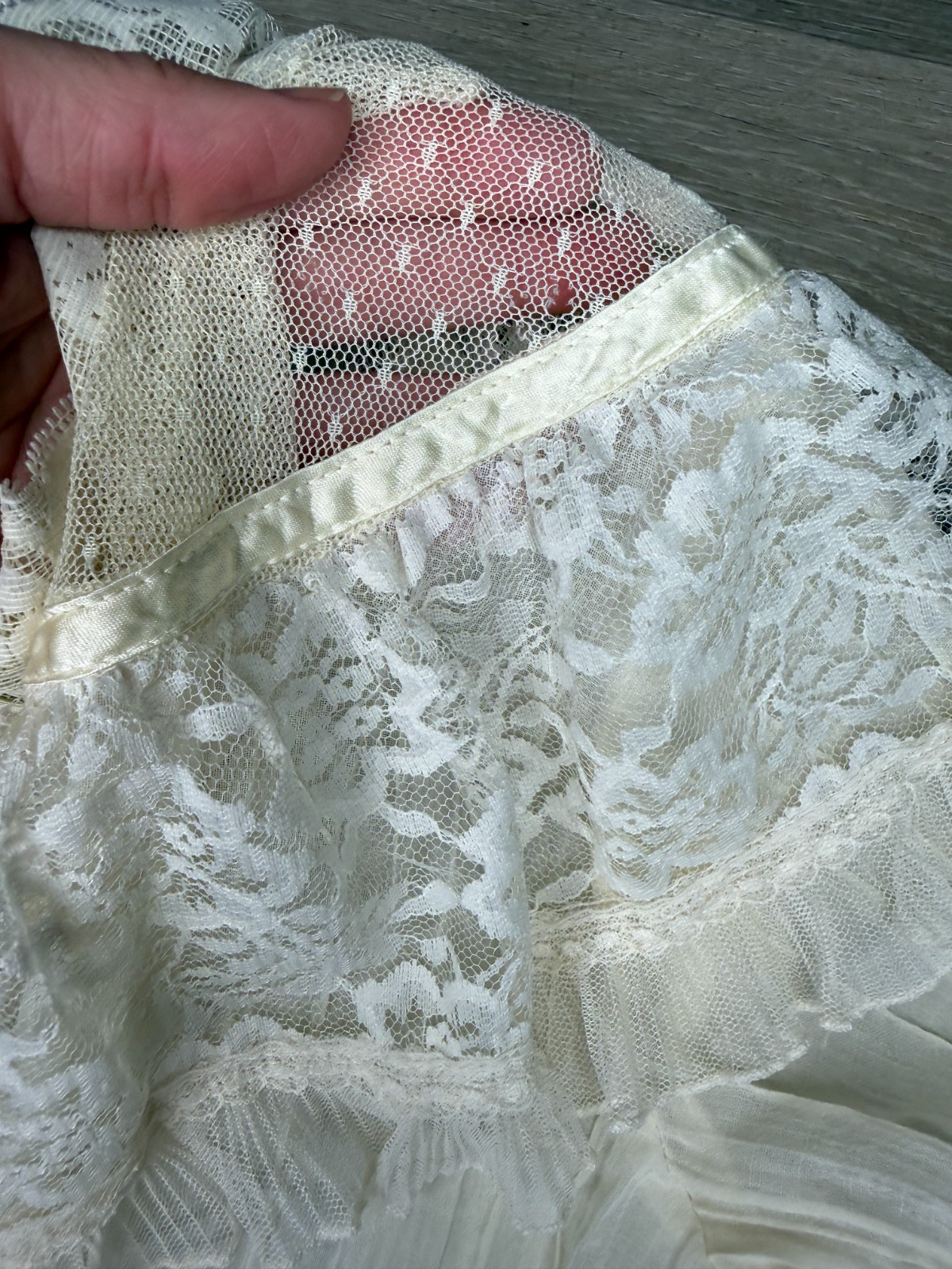VTG 70s Gunne Sax Style High Neck Victorian Prairie Blouse Lace Ruffle/No Tag