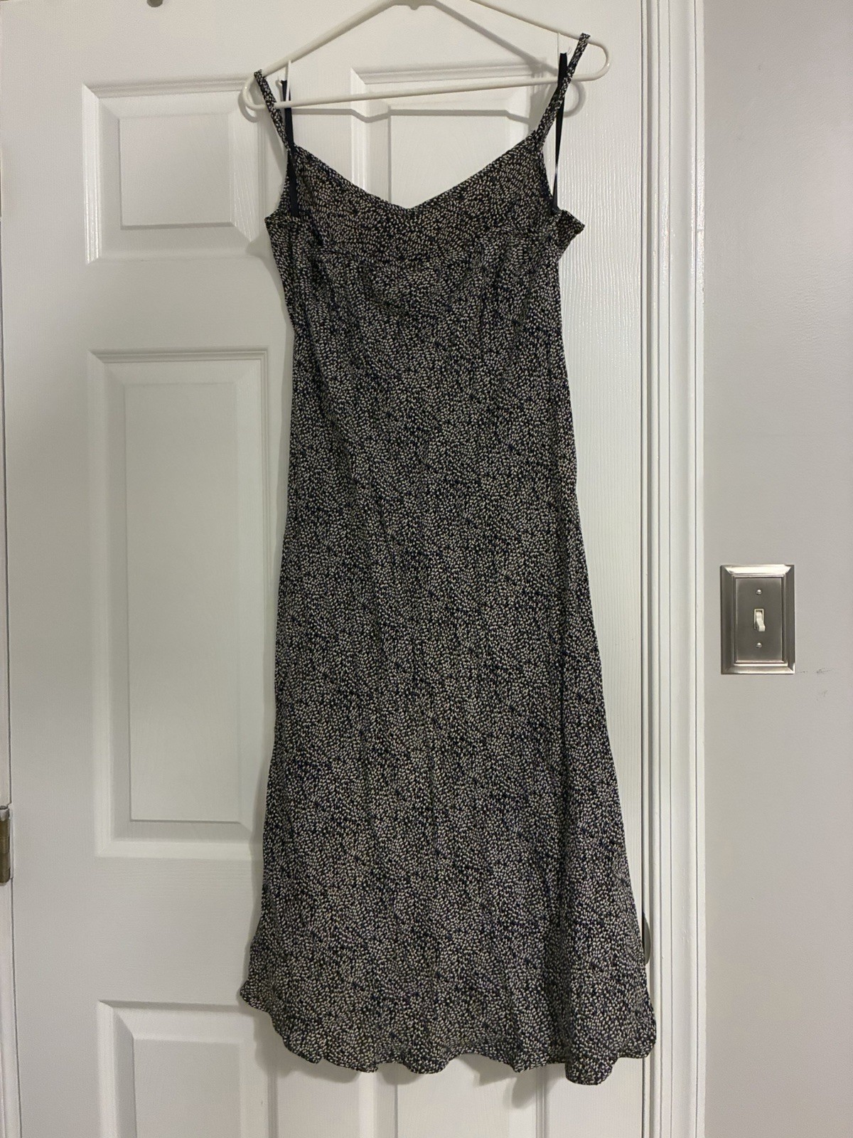 Vintage 2001 GAP Rayon Abstract Print Dress Size 14 Y2K Black White