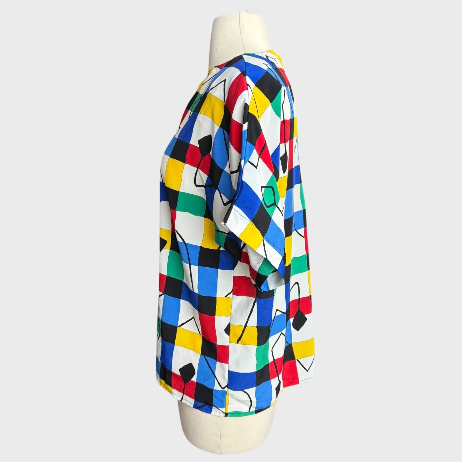 Vintage 80&rsquo;s Women&rsquo;s Med Short Sleeve Abstract Geometric Art to Wear Top