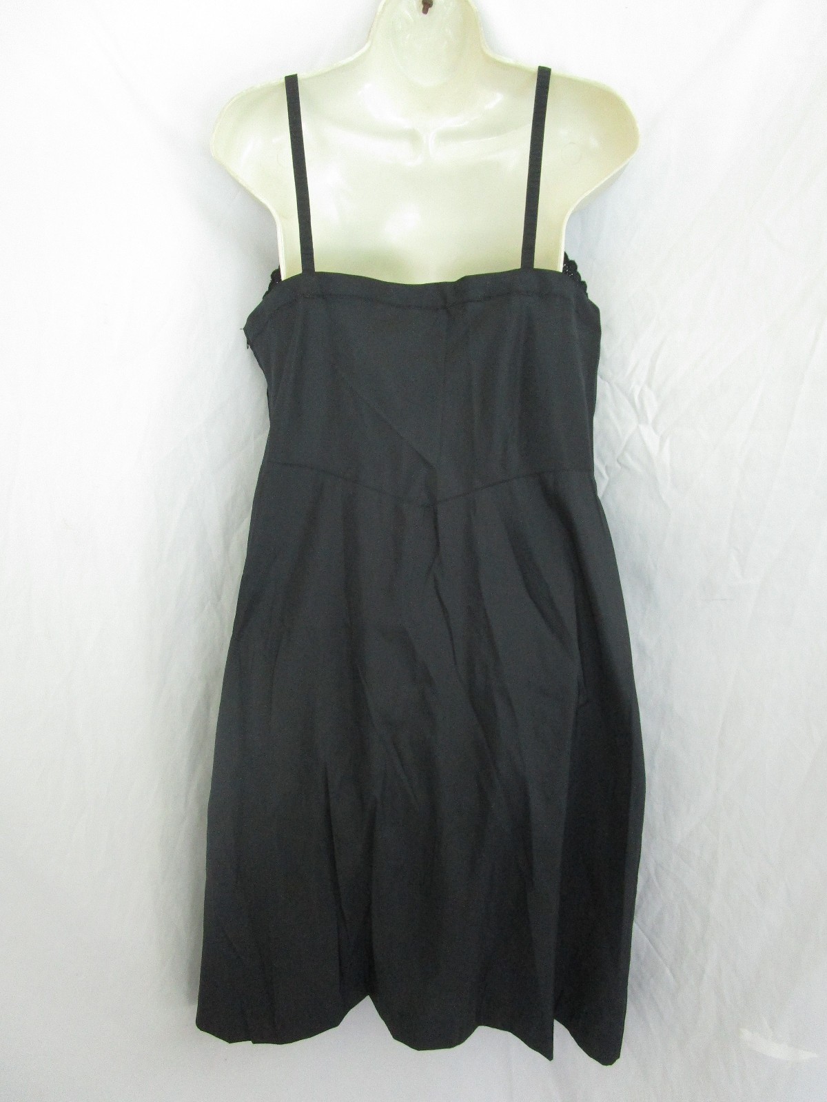 Vtg Pembrooke Black Noisy Poly Nylon Pinup Dress Slip Side Zipper Full Figure 40