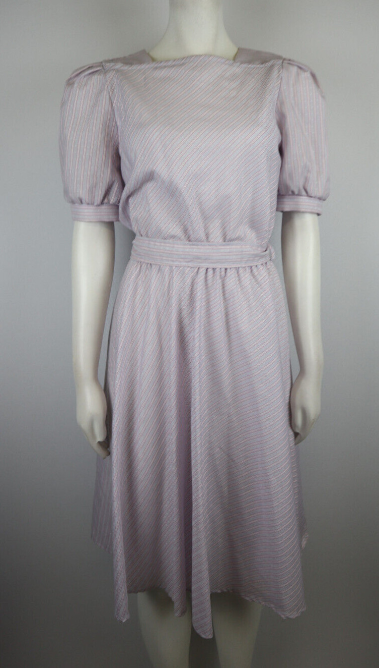 BYER TOO! Vintage 80s 90s Womens Dress Size 7 Blue Red Striped Belted