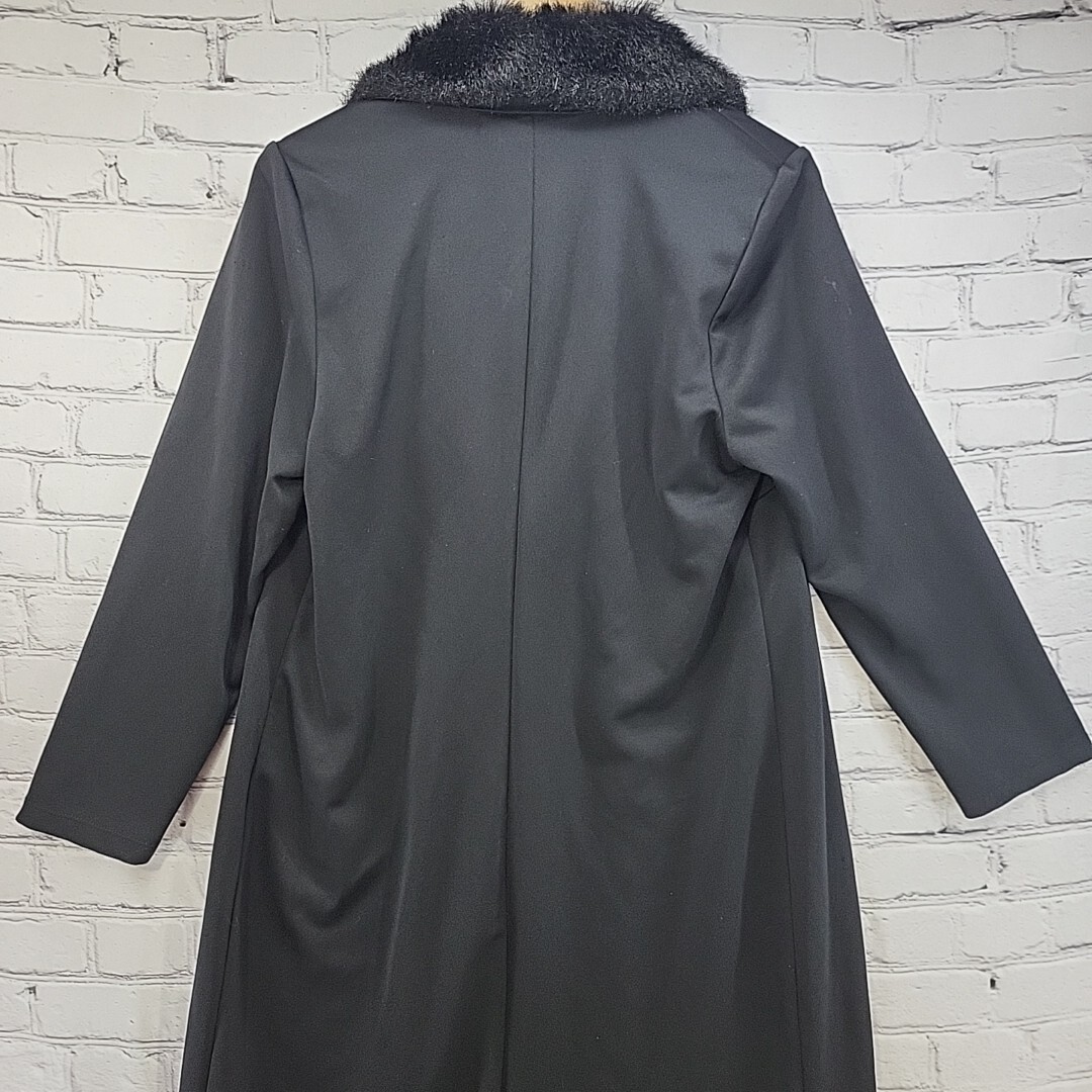 Vintage California Concepts Jacket Fur Collar Womens Black Sz L Large Long Wrap