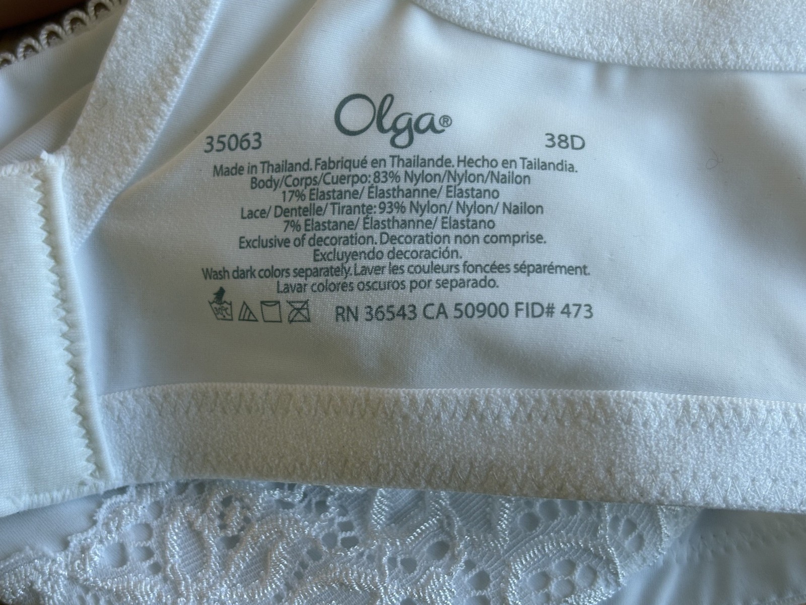 OLGA 38D Snow White Luxury Lift Full Figure Molded Cup Underwire Bra #35063