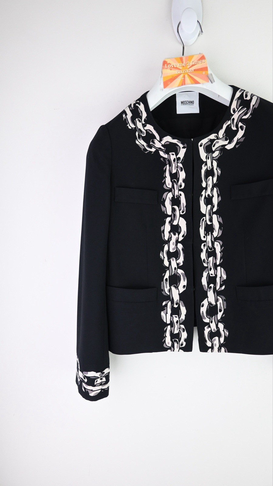 Moschino Cheap & Chic Chain print blazer in black size IT42/UK12