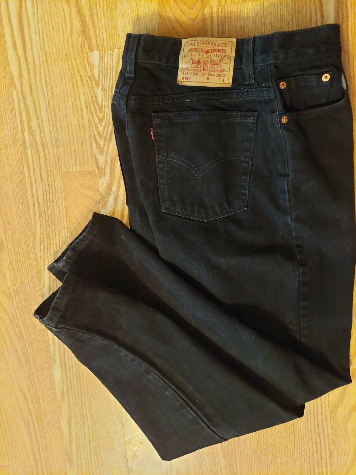 Levi&rsquo;s 550 Jeans Black Denim USA Vintage High Waist Mom Relaxed Tapered 33 X 33