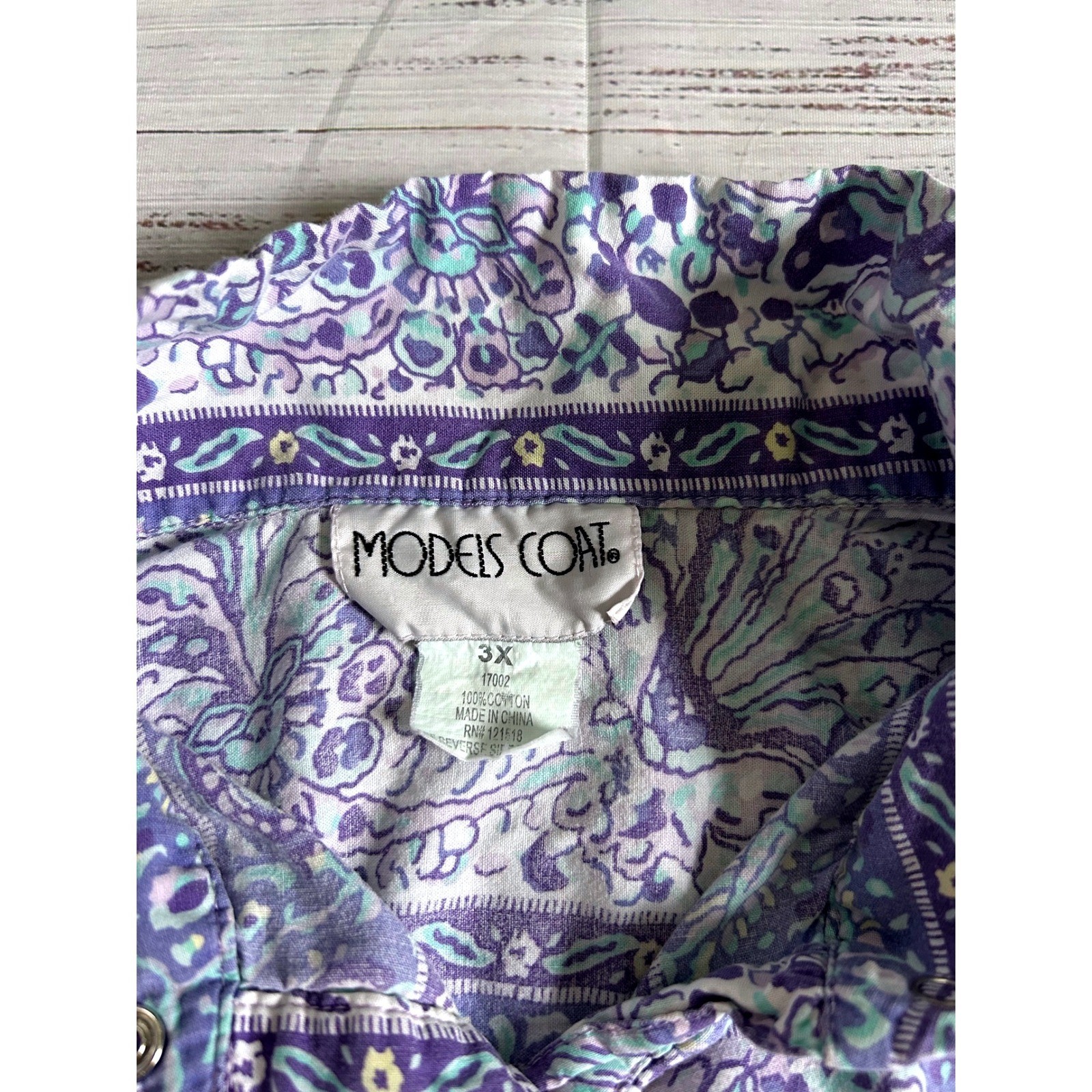 Vintage Models Coat Pearl Snap Housecoat Mumu Lavendar Purple Paisley Robe 3X