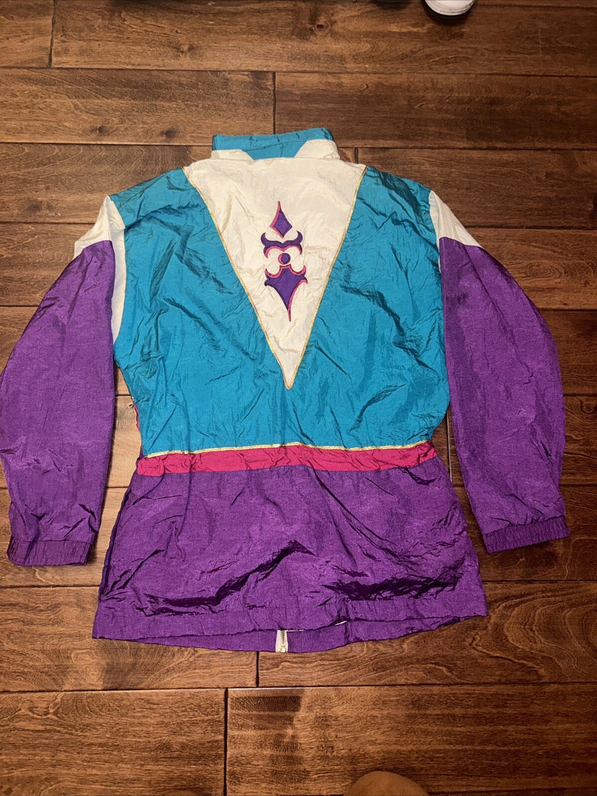 Vtg 80s Petite Sophisticate Nylon Jacket Colorful Windbreaker Size Medium