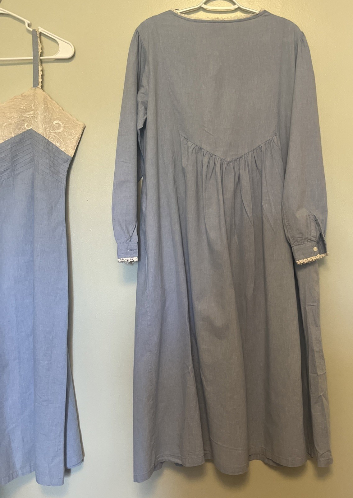 Vintage Chance Encounters Chambray Gown Robe Set M Lingerie Nightgown Pintuck