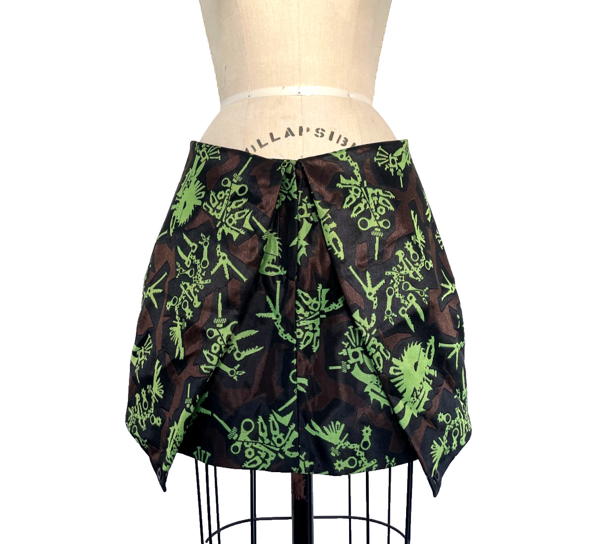 NWOT Kenzo Jacquard Structured Lime Camo Print Mini Skirt Size S | M Sportif Y2K