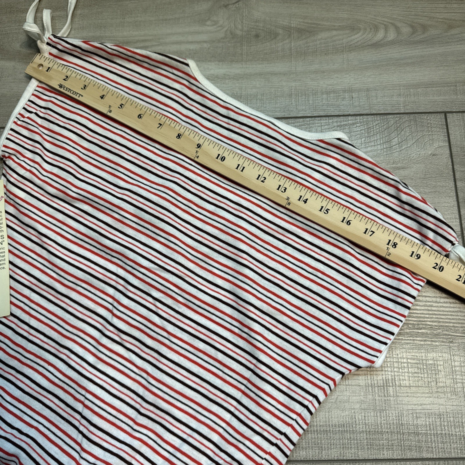 Vintage 70s Catalina Striped Bubble Hem Top Bow Tie Sleeves Womens S Red White