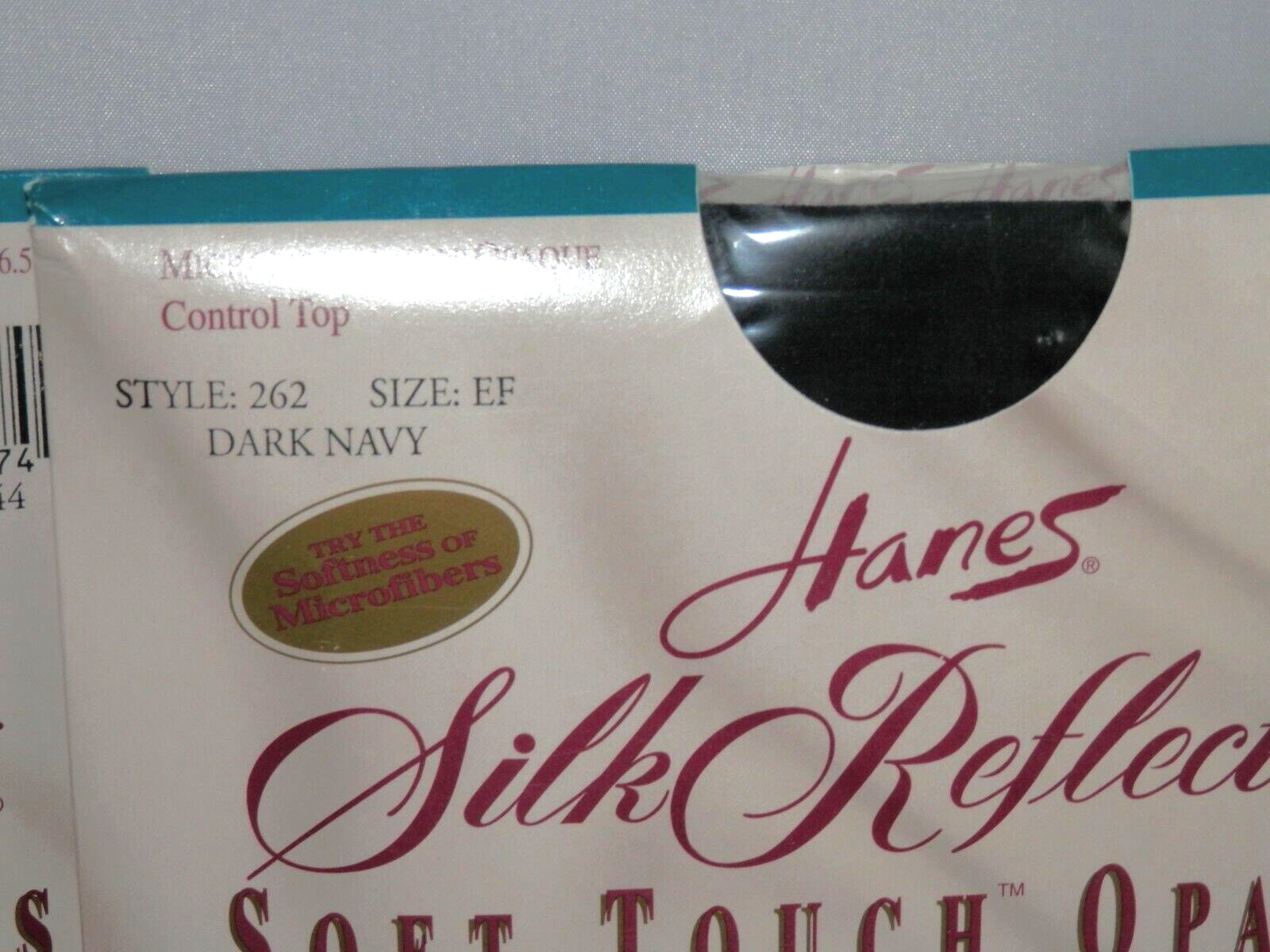 2 Pair Vintage Hanes Soft Touch Opaque Pantyhose Size EF Pearl Navy Microfiber