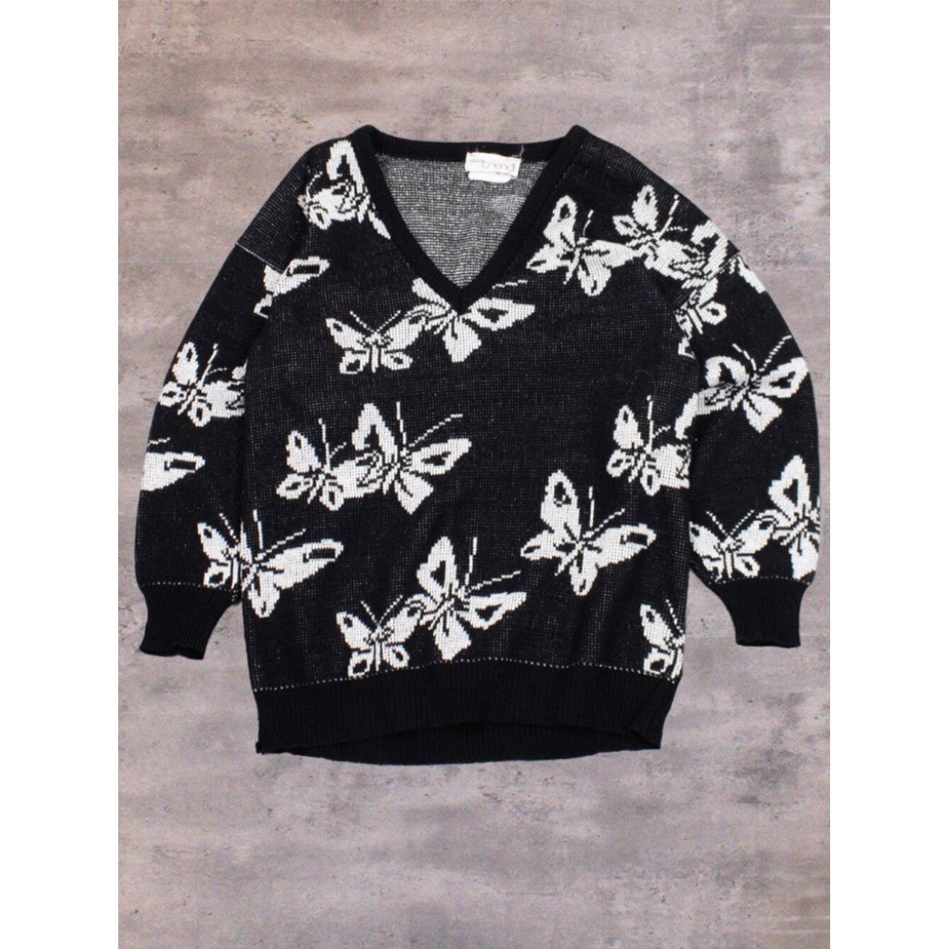 Vintage VTG 1990&rsquo;s 90&rsquo;s Thread Butterfly Neck Oversize Pull Over Sweater