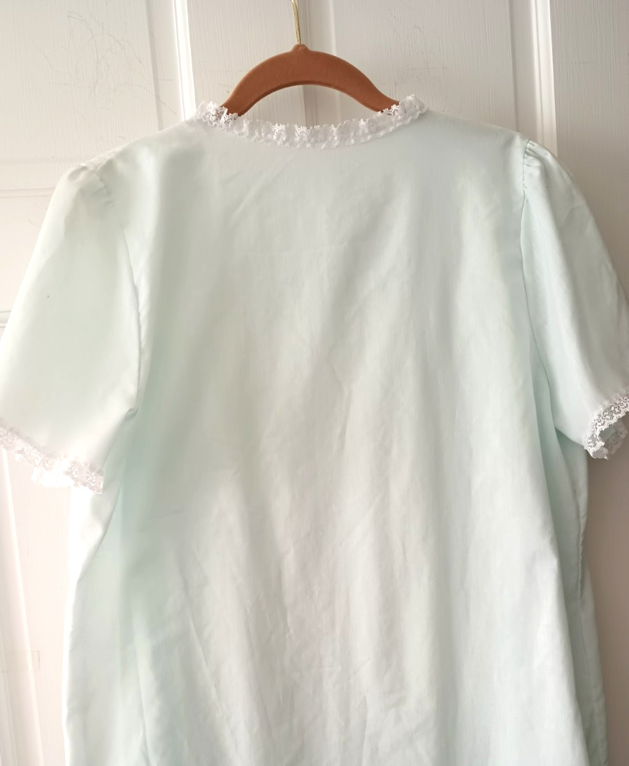 Vtg Sears Nightgown & Robe Set Powder Blue Modest Feminine USA Made Medium