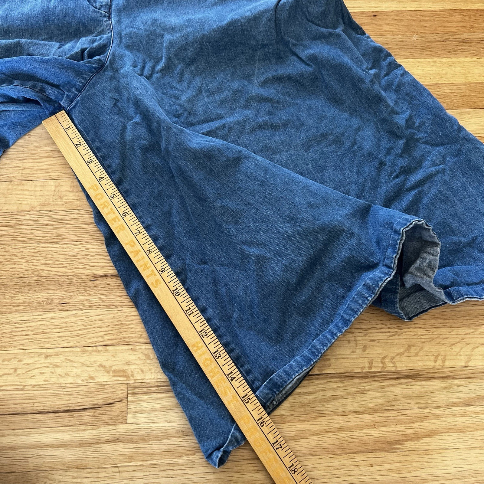Vintage Denim Culottes Flare Wide Leg Capri Shorts Frontier Classics 32” Sz 14