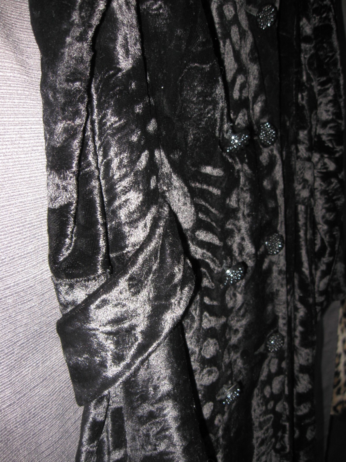 Vintage 1960&rsquo;s Black Crushed Velvet Coat Montaldo&rsquo;s & Borella Sportowne England