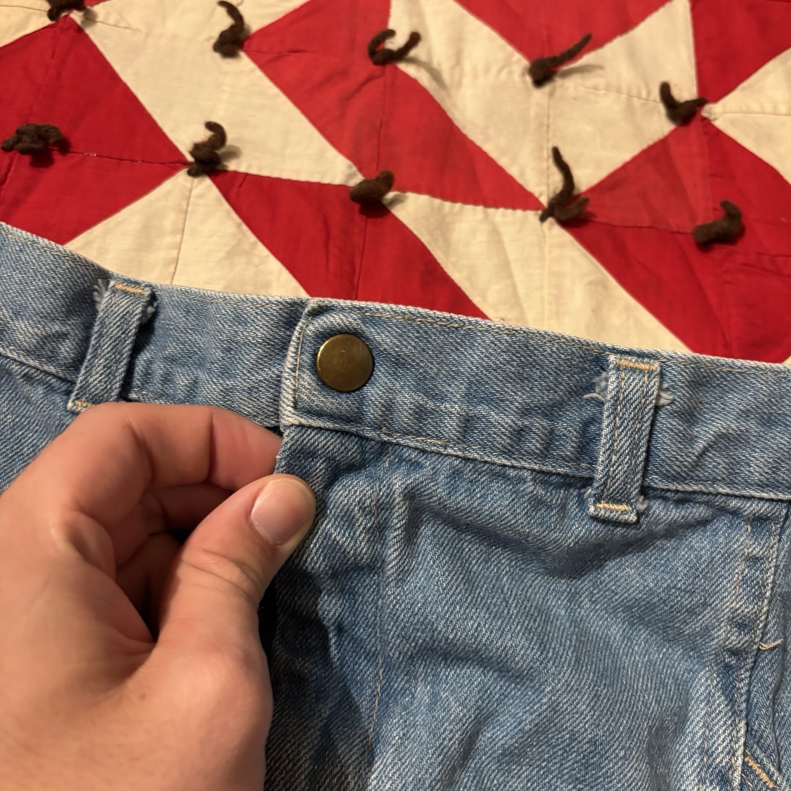 Vintage 1980s Patchwork Denim Skirt As Is Worn Flaws Stains Homemade