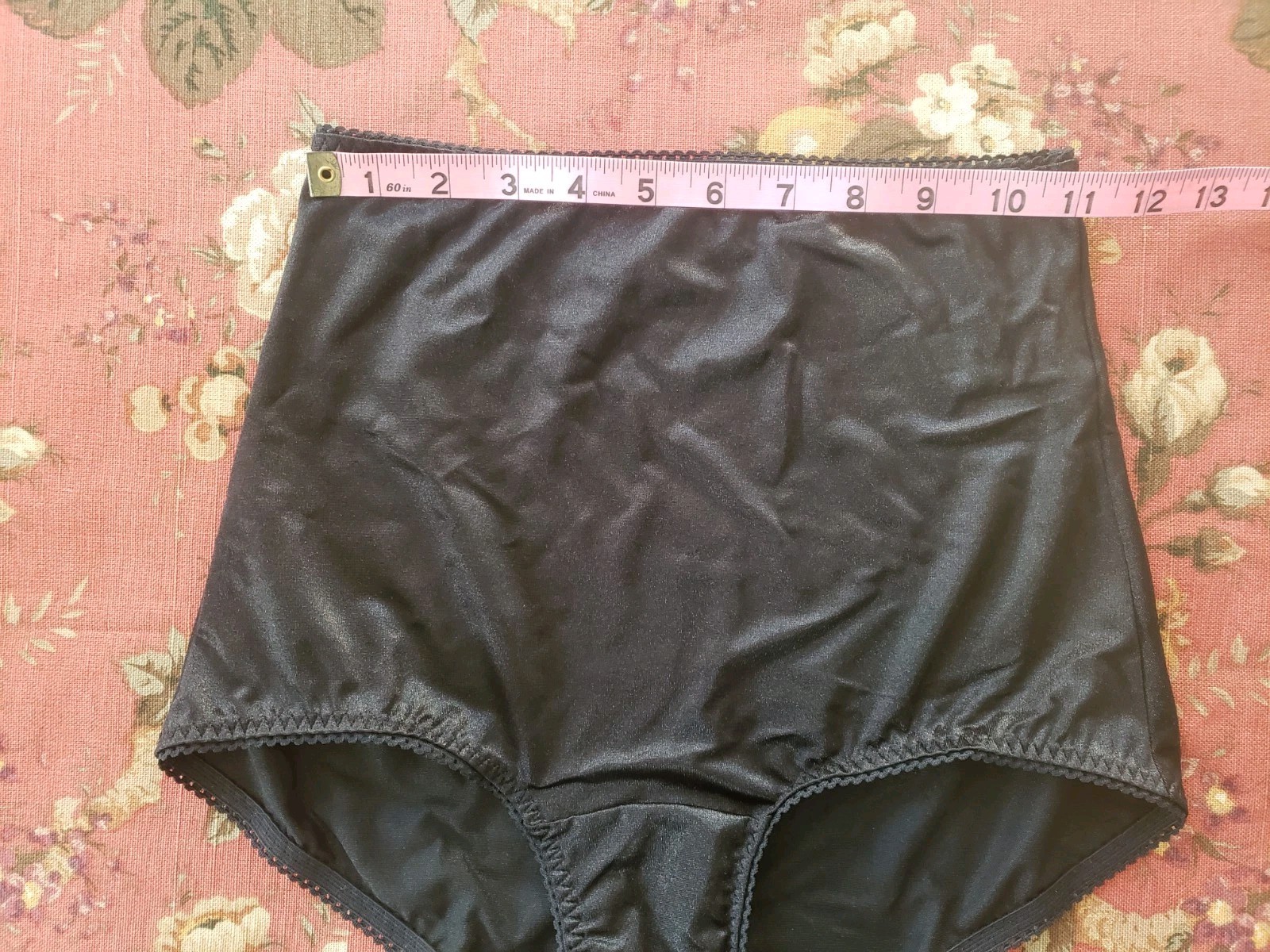 VTG Black Girdle Briefs Shiny Underscore Size XL New Support Pantie High Waist