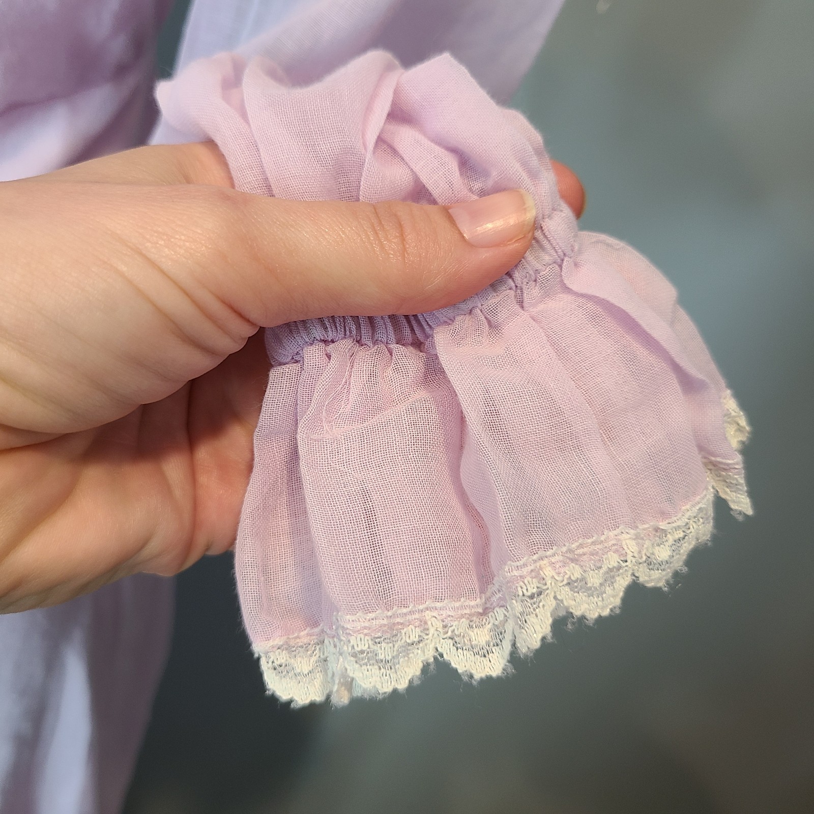 Vtg 70s Prairie Victorian Maxi Dress Sz Small Lavender Lace Flare Sleeve Fairy