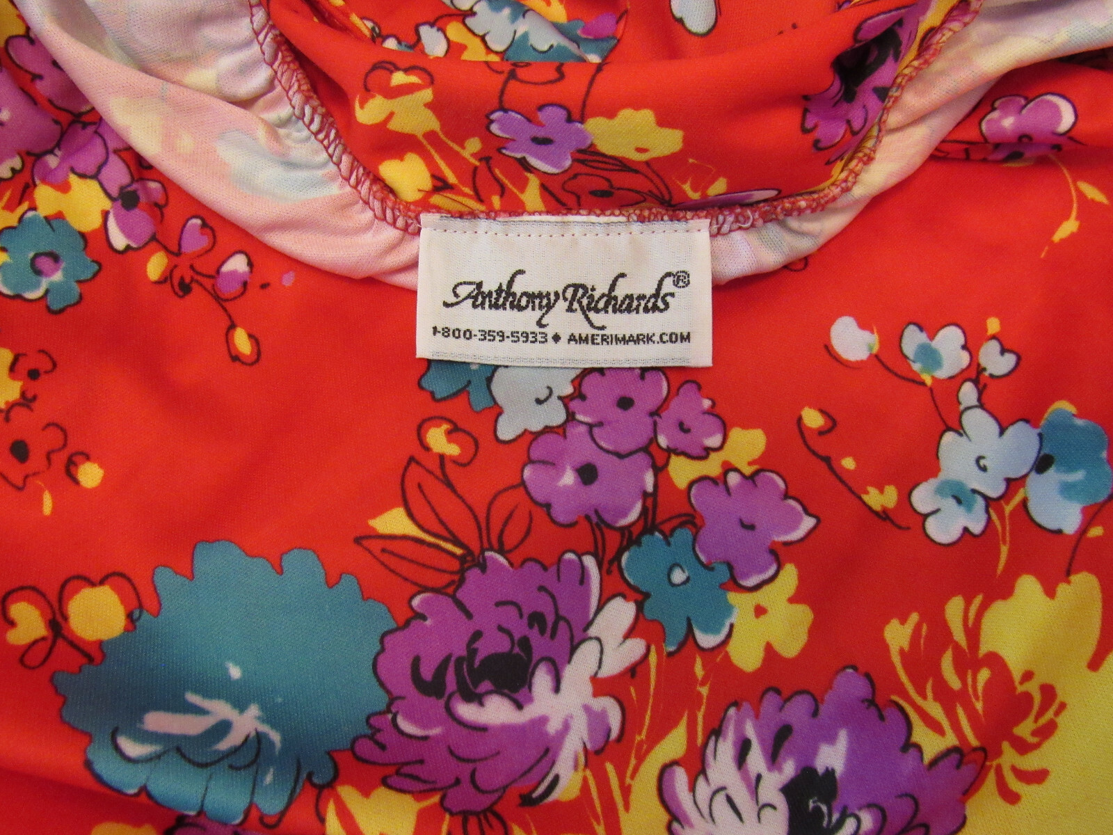 VTG 1990s 2000s ANTHONY RICHARDS RED FLORAL DRESS SIZE 1X POLY ROPE BELT