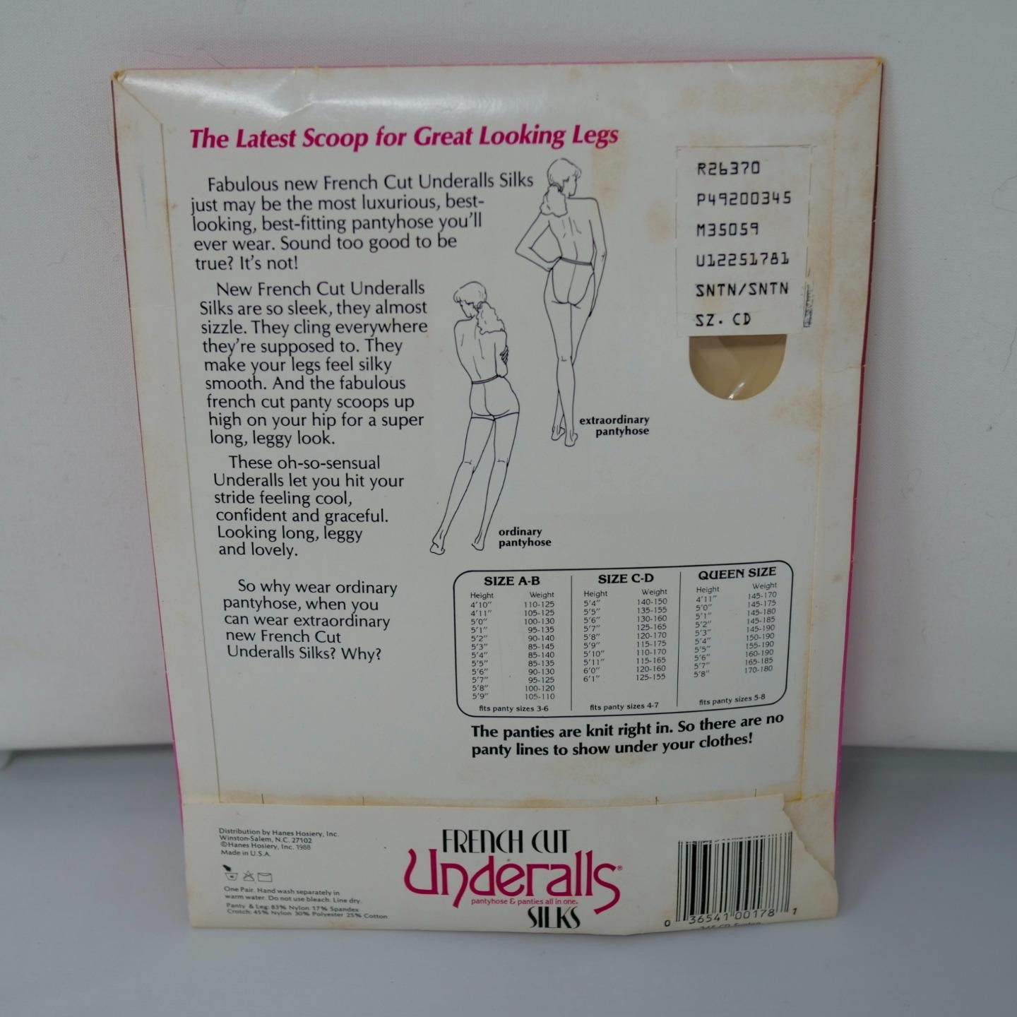 Vtg French Cut Underalls Silks Pantyhose Panties Suntan Size C-D Sandalfoot NIP