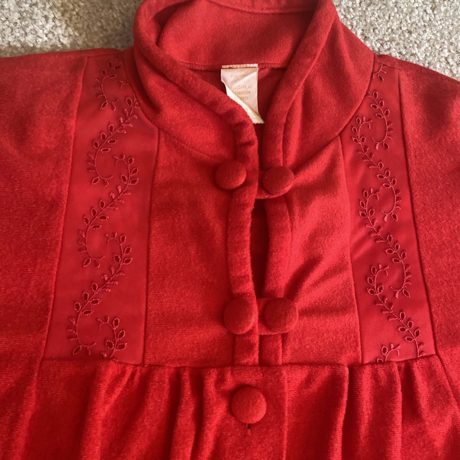 Vintage Texsheen Long Sleeve Maxi Red Dressing Gown Button Robe Small