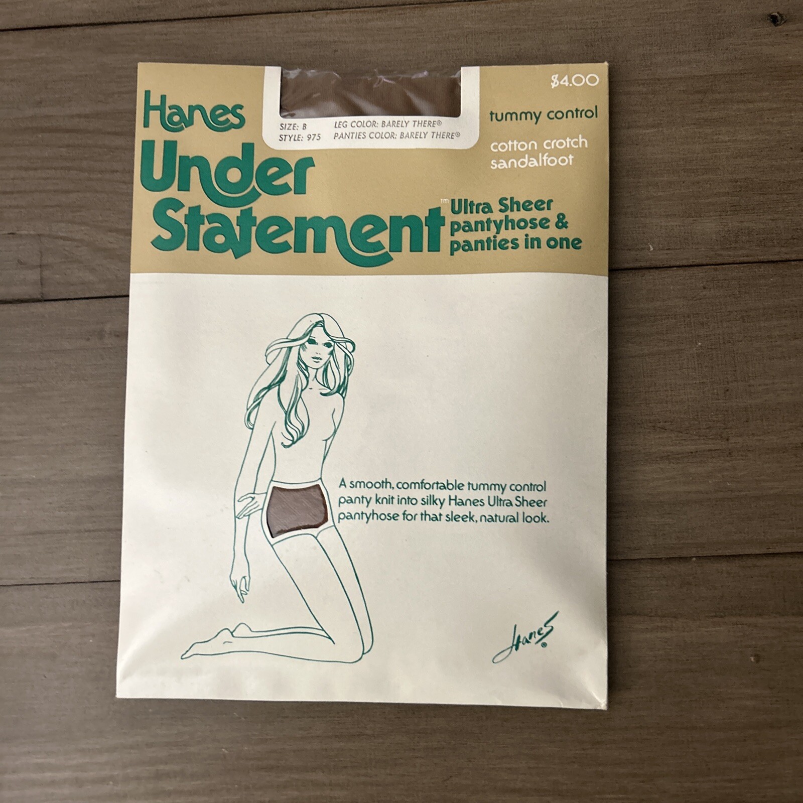 Vtg Hanes Under Statement Tummy Control Leg And Panty Color Barely There Size B