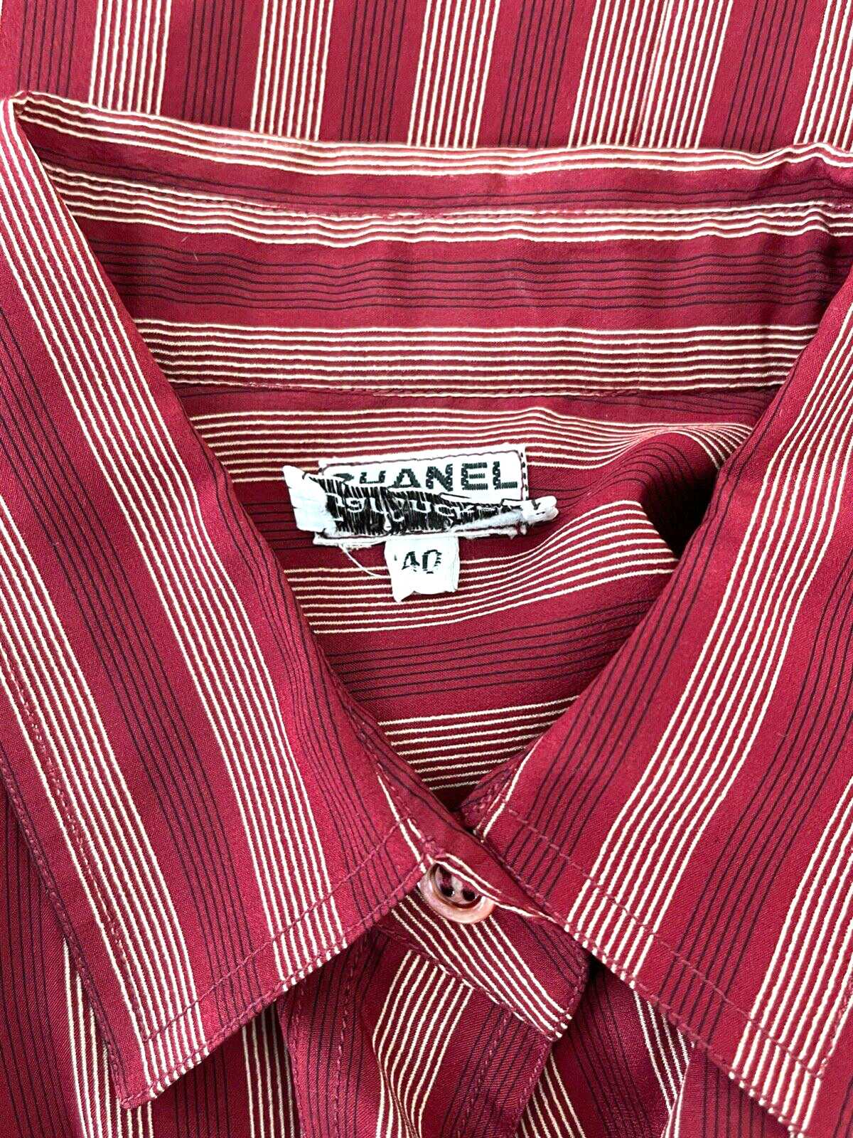 Authentic Vintage 1970s Chanel Striped Silk Blouse Size 40 YY221