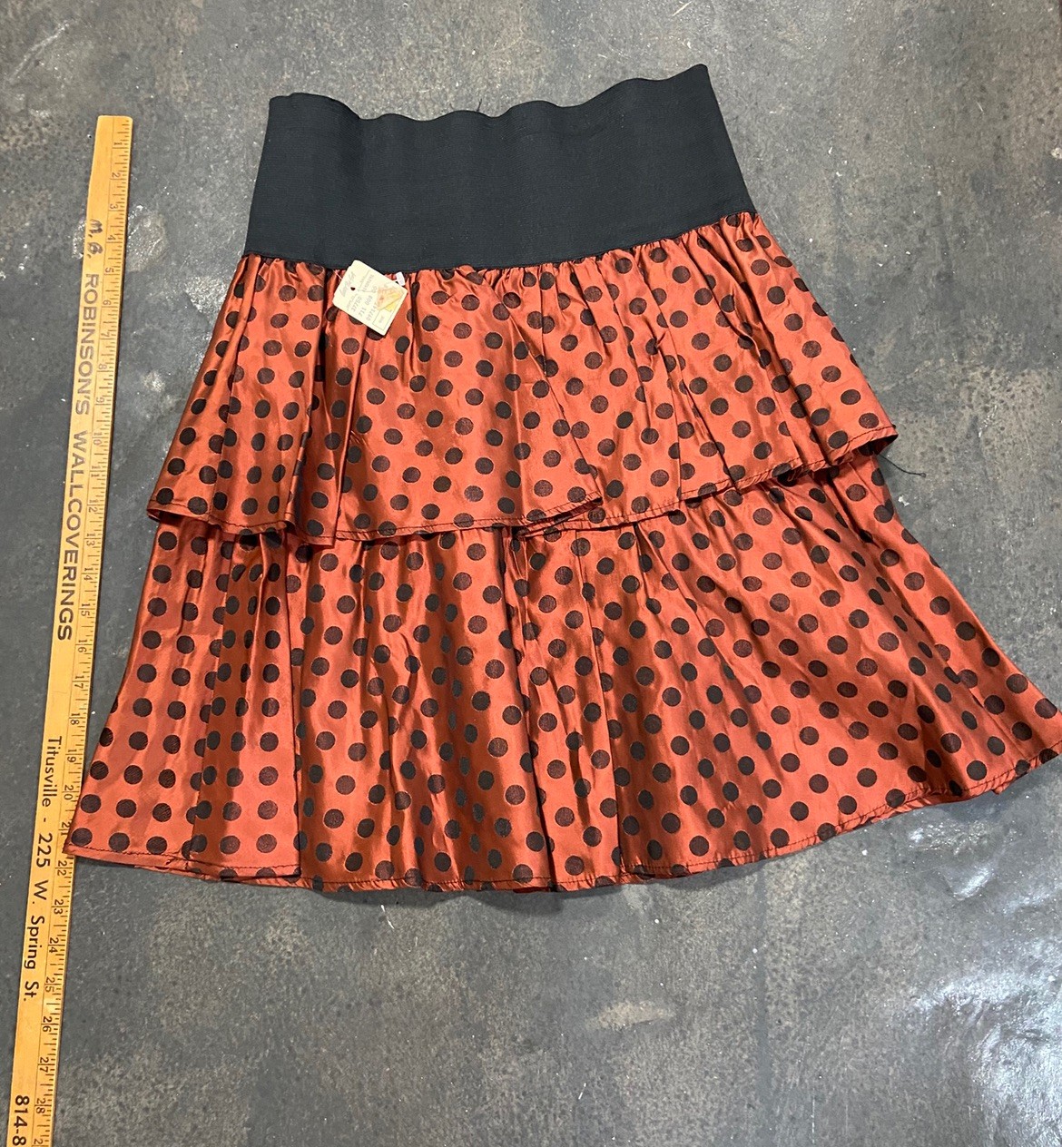 Vintage 80’s Betty & Sheila POLKA DOT METALLIC BRONZE tiered cute RUFFLE SKIRT