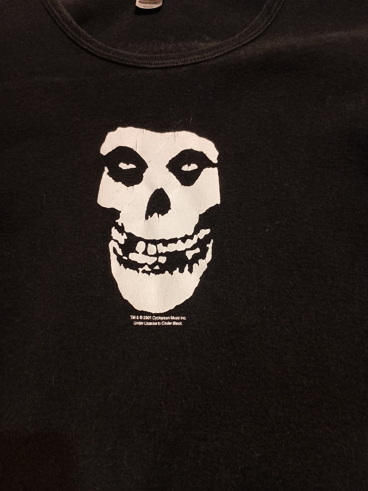 Vintage 2001 American Apparel Classic Girl Tee Misfits Fiend Skull, Size Medium