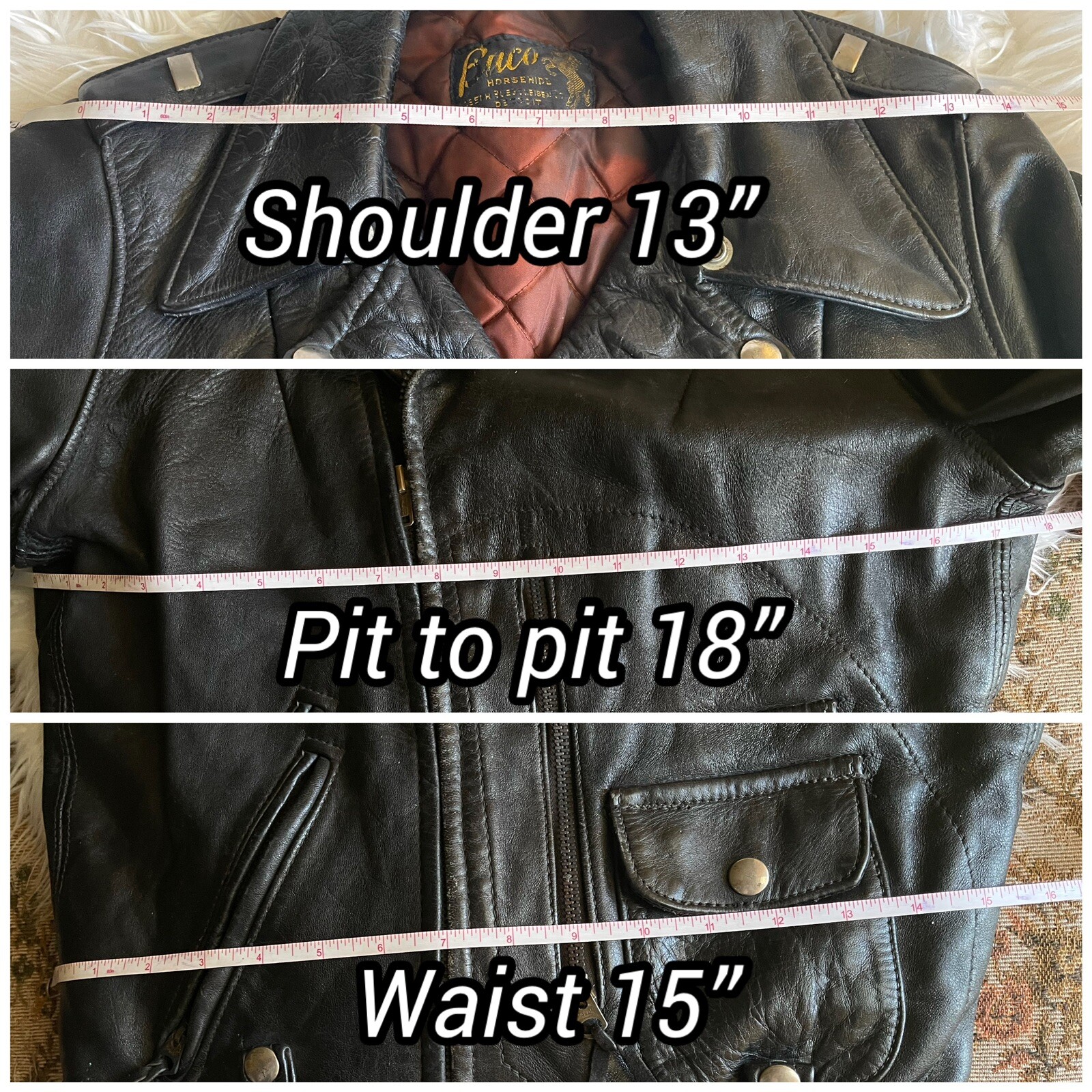 Buco J-12 J-14 Horsehide Leather Jacket 40s 50s Moto S Biker Vintage D Pocket 24