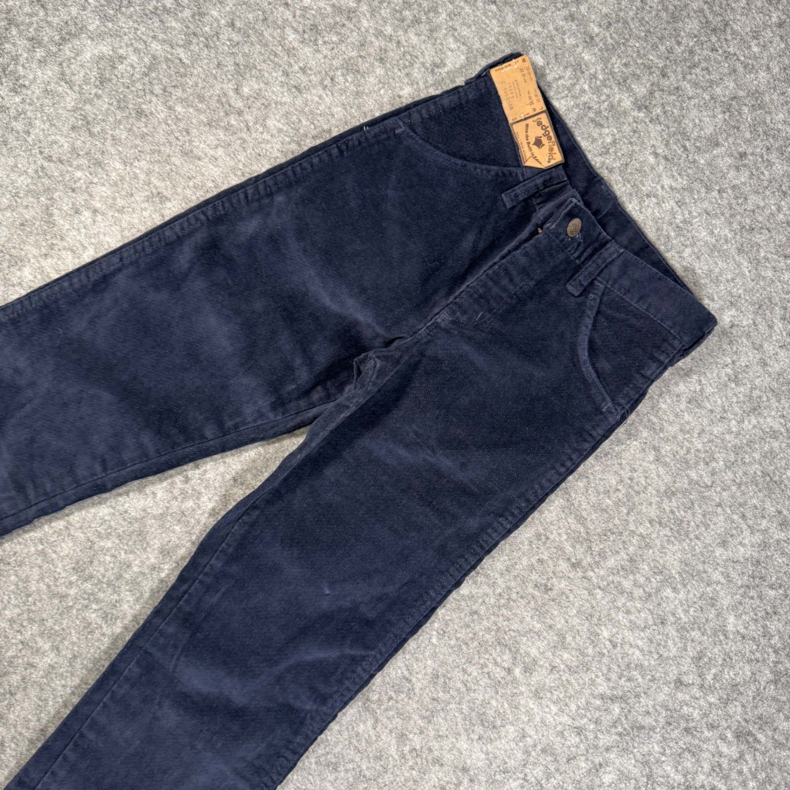 Vintage Sedgefield Navy Blue Corduroy High Rise Flare Pants 26×32 Made in USA