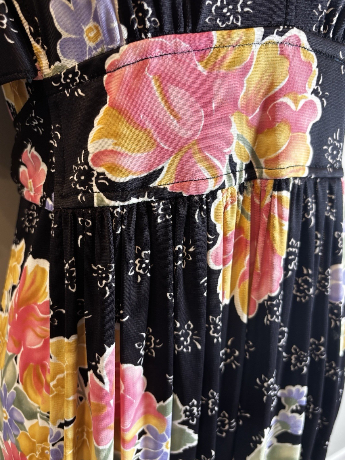 VTG Union Made 70s Boho Floral Flutter Sleeve Cottagecore Maxi Dress Size 13