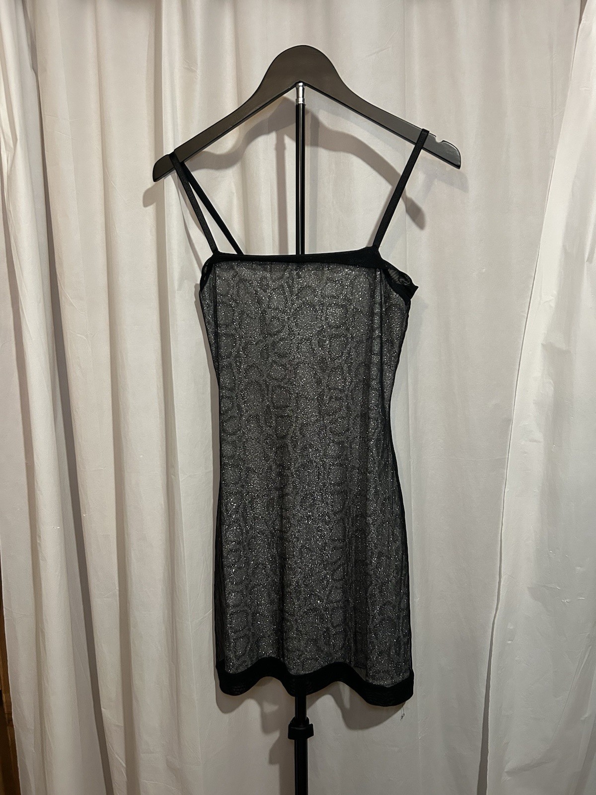 Vintage 1990s Byer Too! Glitter Mesh Leopard Print Slip Dress
