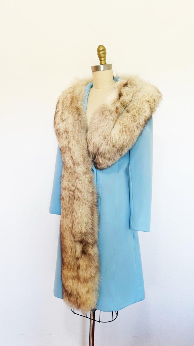 1960s Lilli Ann Coat / Princess Coat / Fox Trimmed Coat / Size Medium