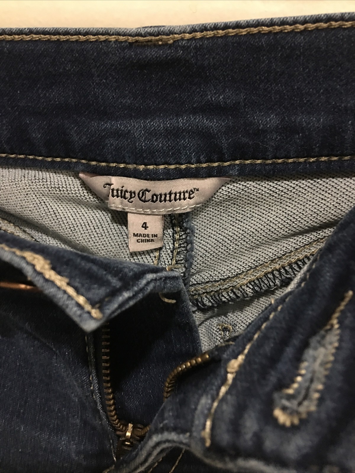Juicy Couture Blue Denim Stretchy Cuffed Shorts Size 4 Hipster Glam Summer
