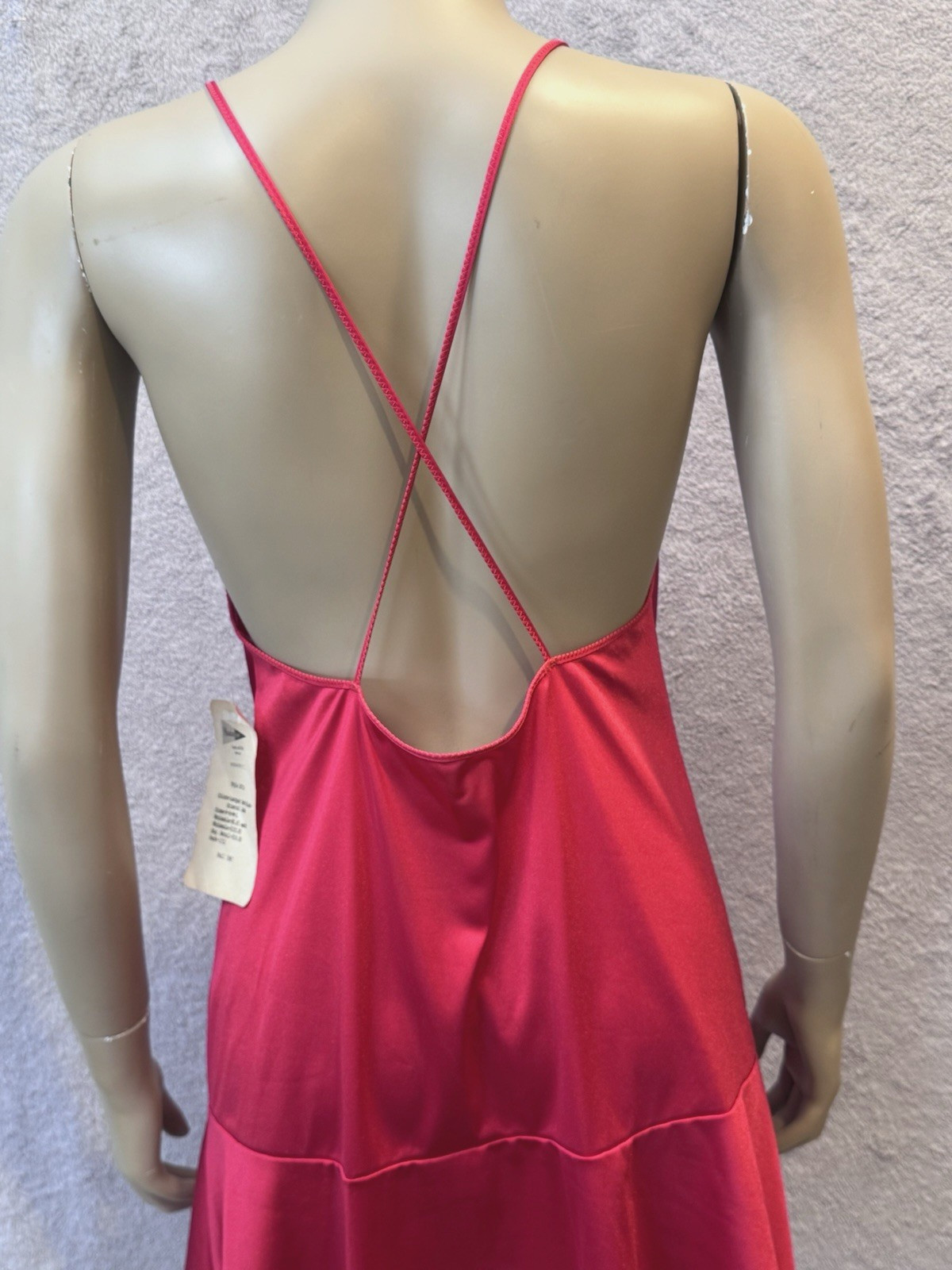 VTG Shadowline Sexy Red Nightgown Backless w/Straps, Flirty, Bombshell, Sz S/M