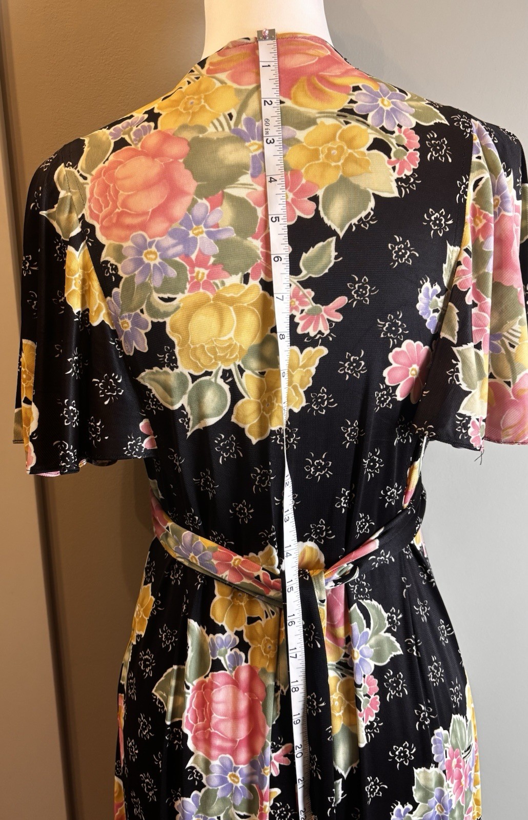 VTG Union Made 70s Boho Floral Flutter Sleeve Cottagecore Maxi Dress Size 13