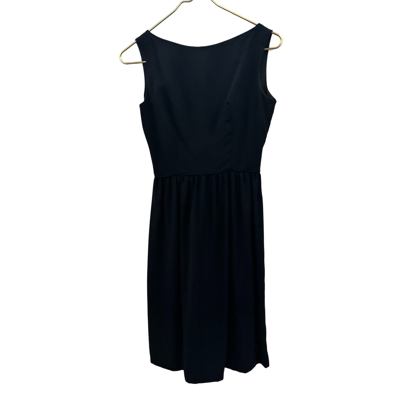 Vintage 1960s Black Fit & Flare Sleeveless Dress ILGWU Union Made Classic Midi